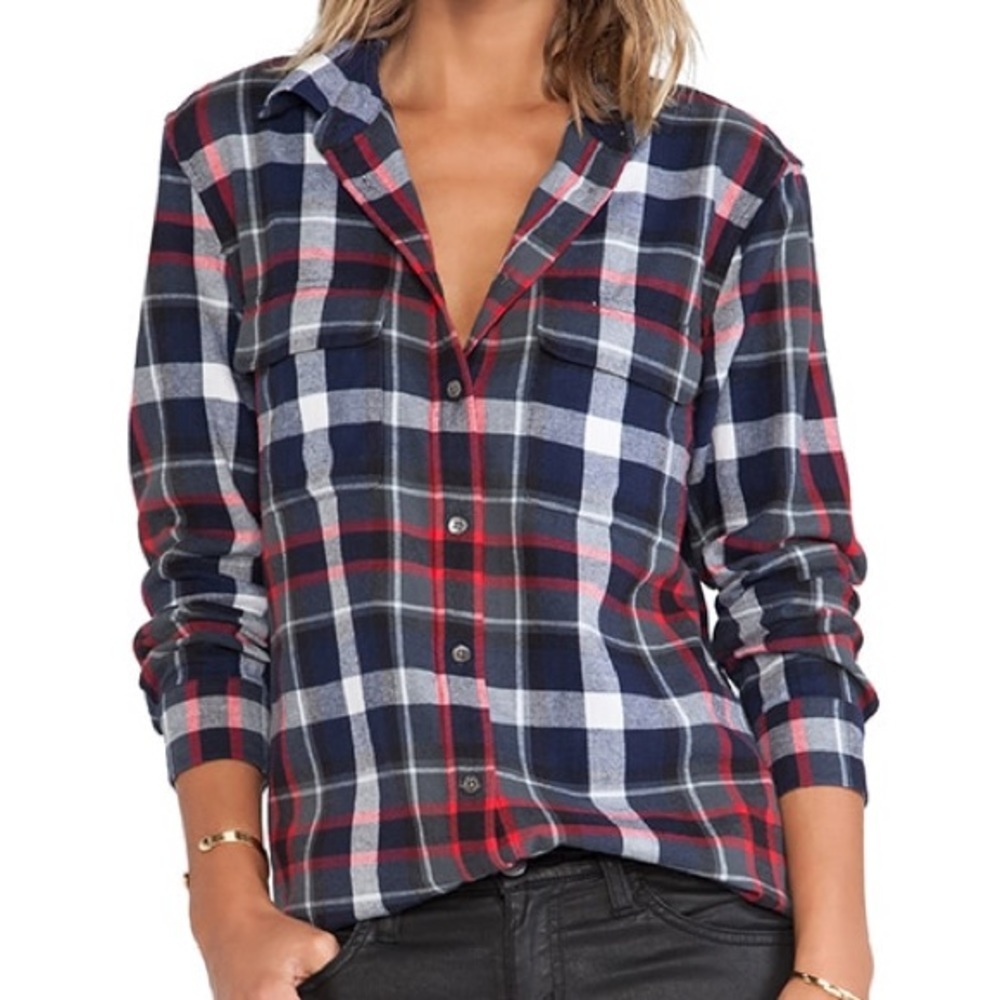 Equipment Signature Plaid Blouse in Peacoat Multi